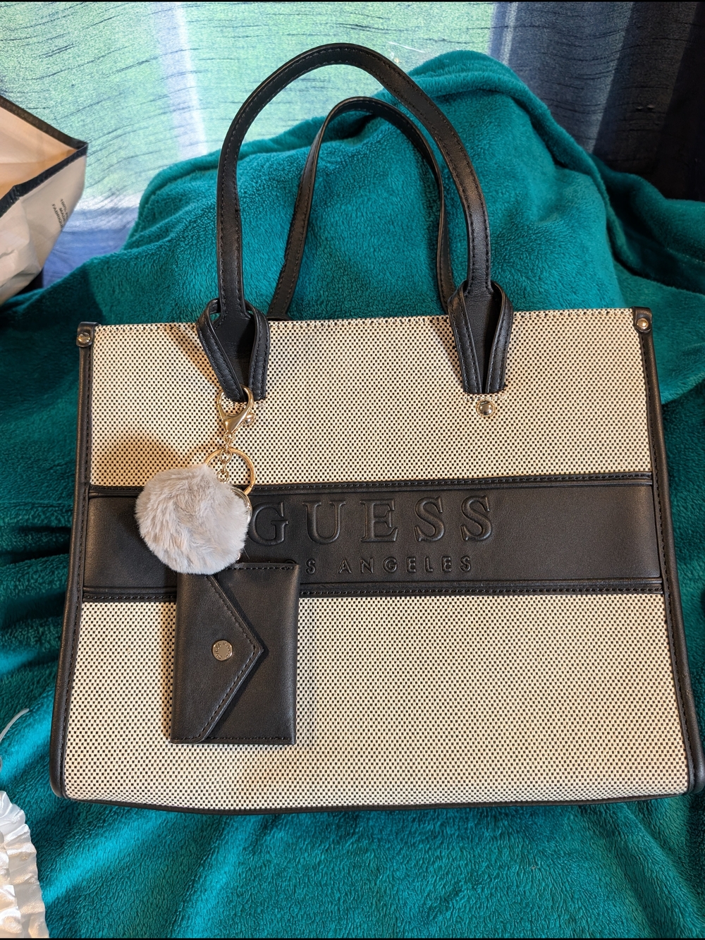 GUESS Black & Cream Logo Tote Bag